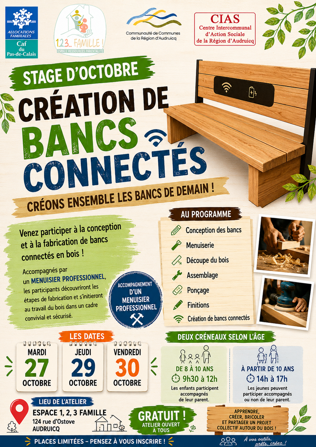 Stage d'octobre : création de bancs connectés