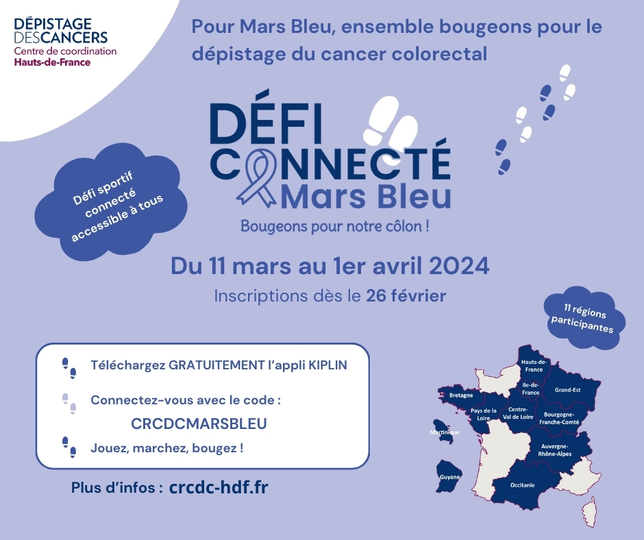 Du 11 mars au 1er avril 2024, bougeons pour notre côlon avec le CRCDC Hauts-de-France !